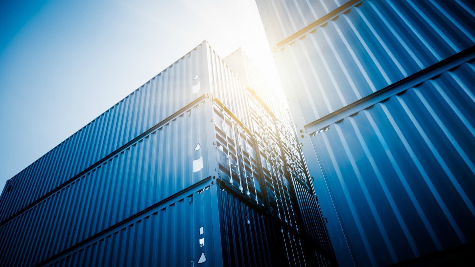 Shipping containers moving through an international port